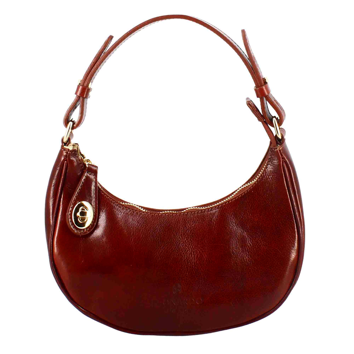 Jane shoulder bag in brown leather with removable shoulder strap