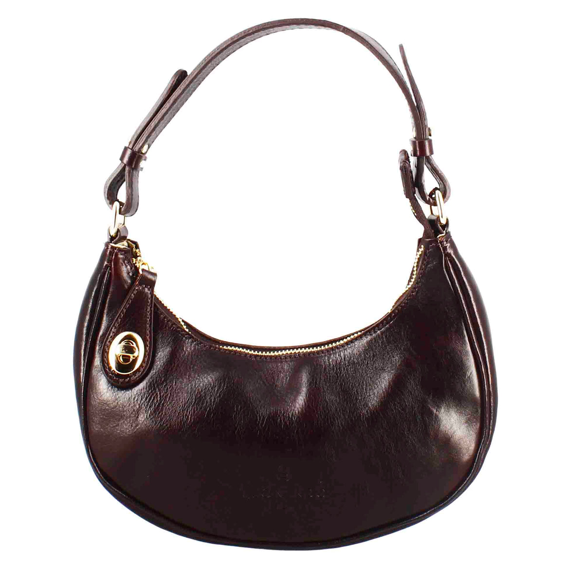 Jane shoulder bag in dark brown leather with removable shoulder strap