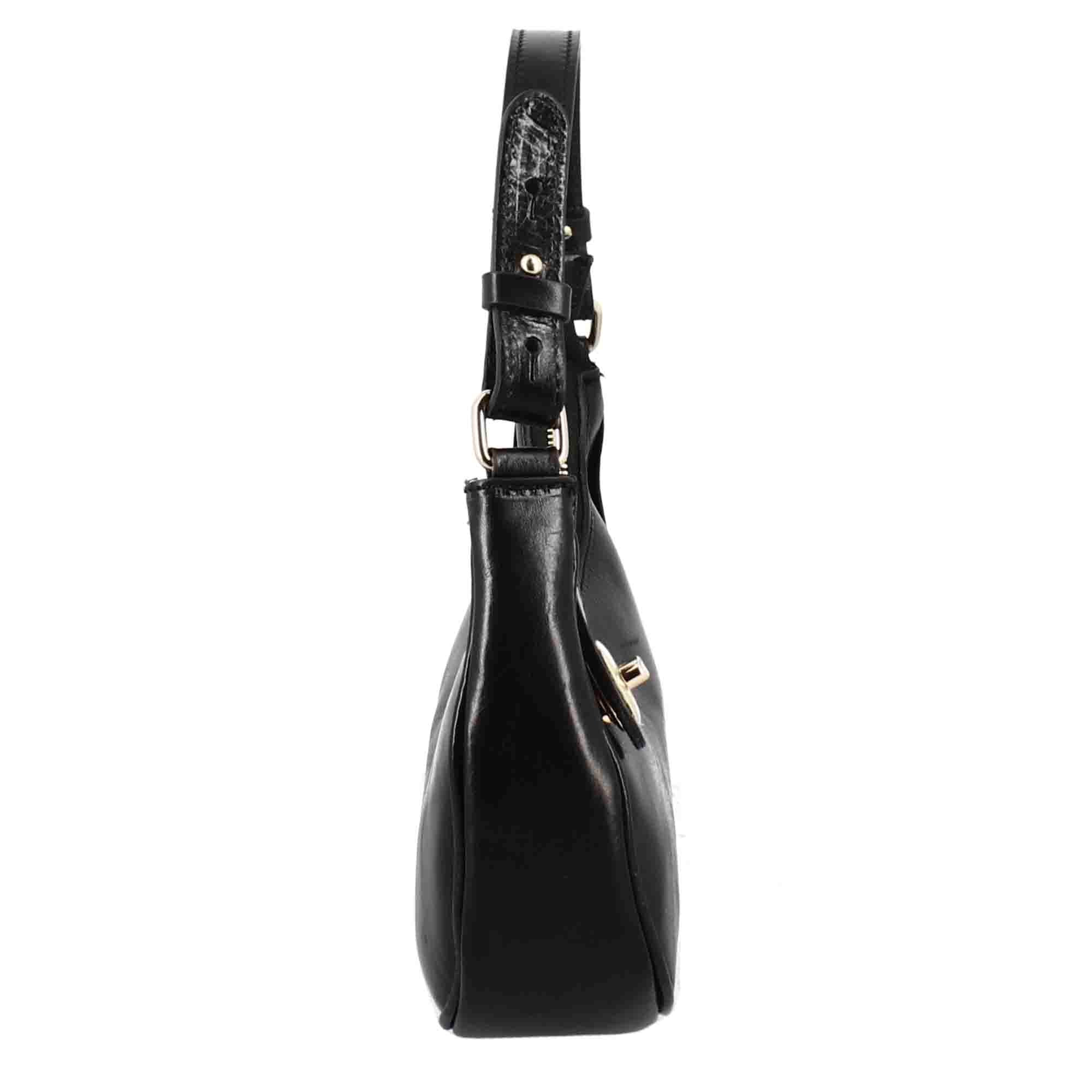 Jane shoulder bag in black leather with removable shoulder strap