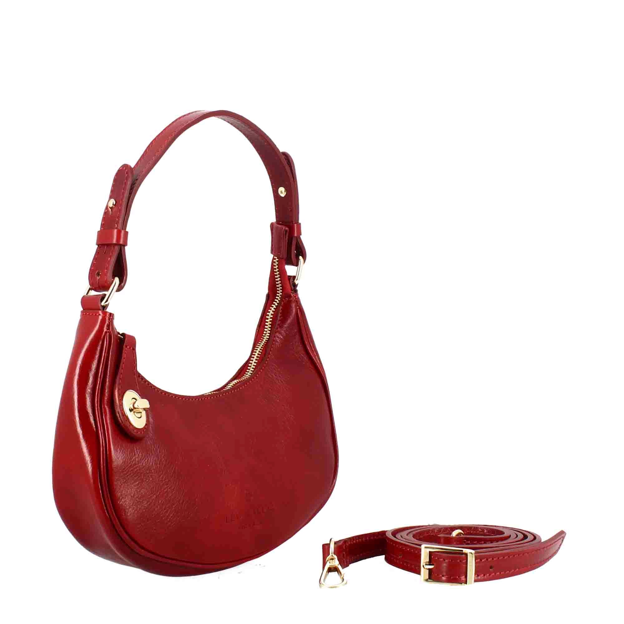 Jane shoulder bag in red leather with removable shoulder strap