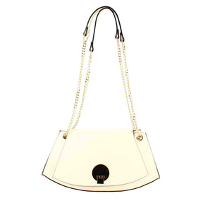 Women's leather shoulder bag with gold metal clasp