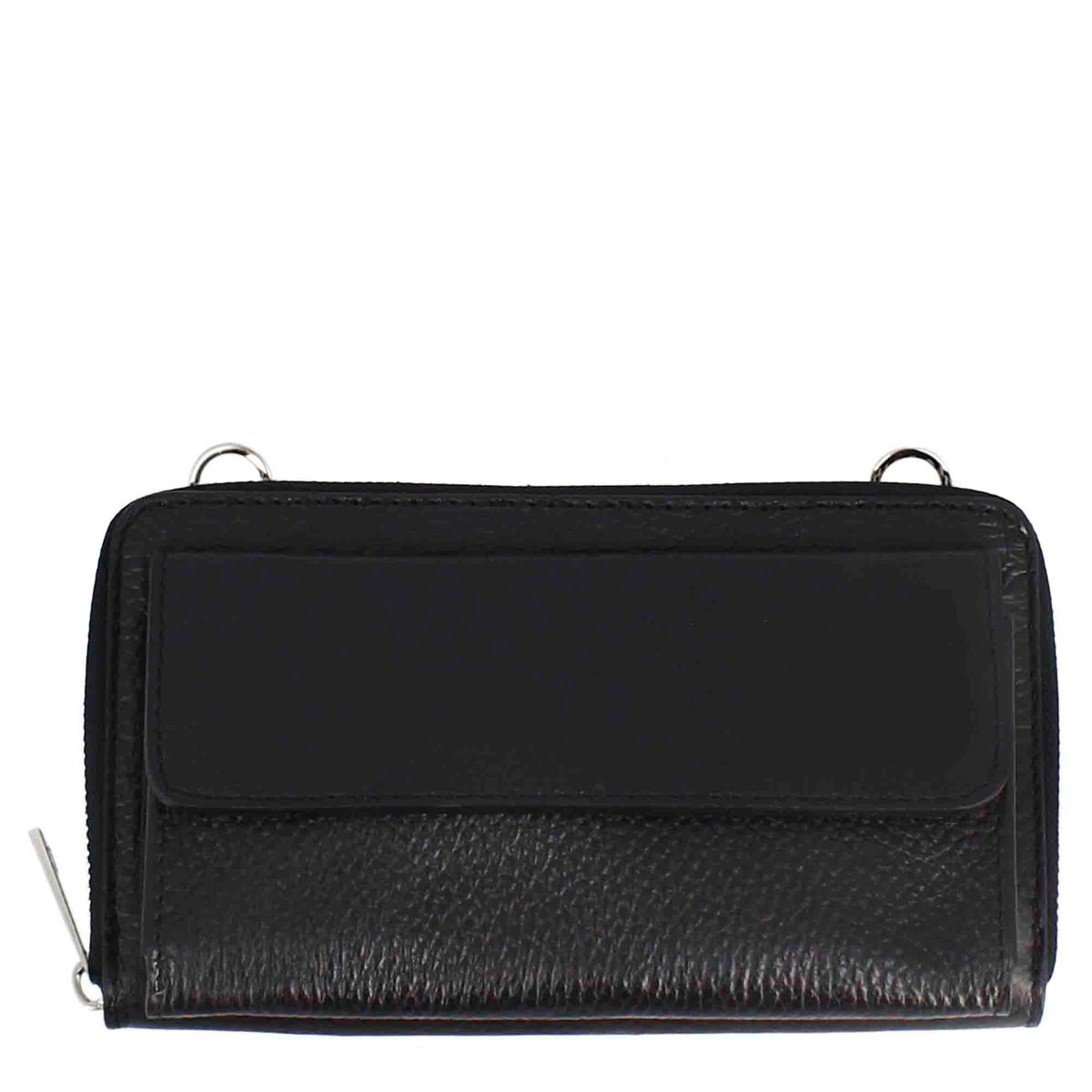 Women's zipped leather wallet purse with pocket
