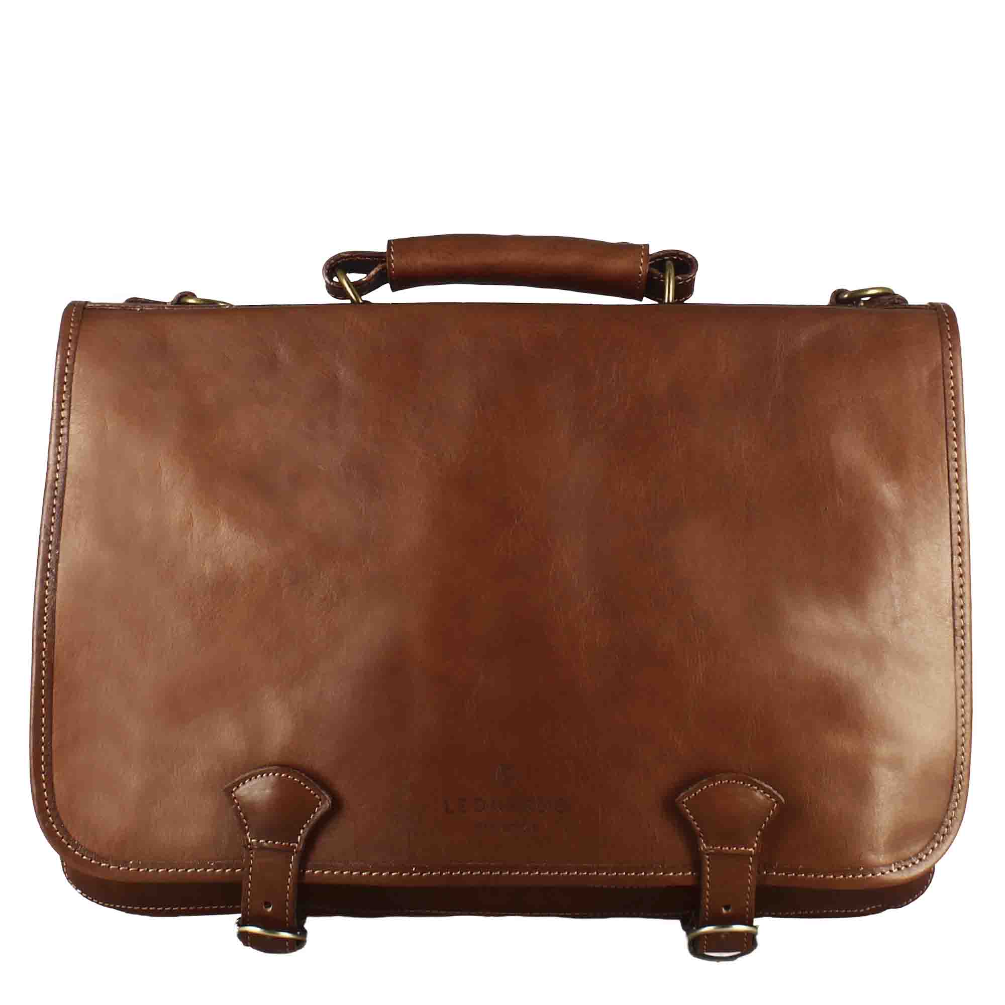 Cartella Professionale da uomo in pelle pieno fiore chiusura pattina con doppia fibbia colore marrone scuro