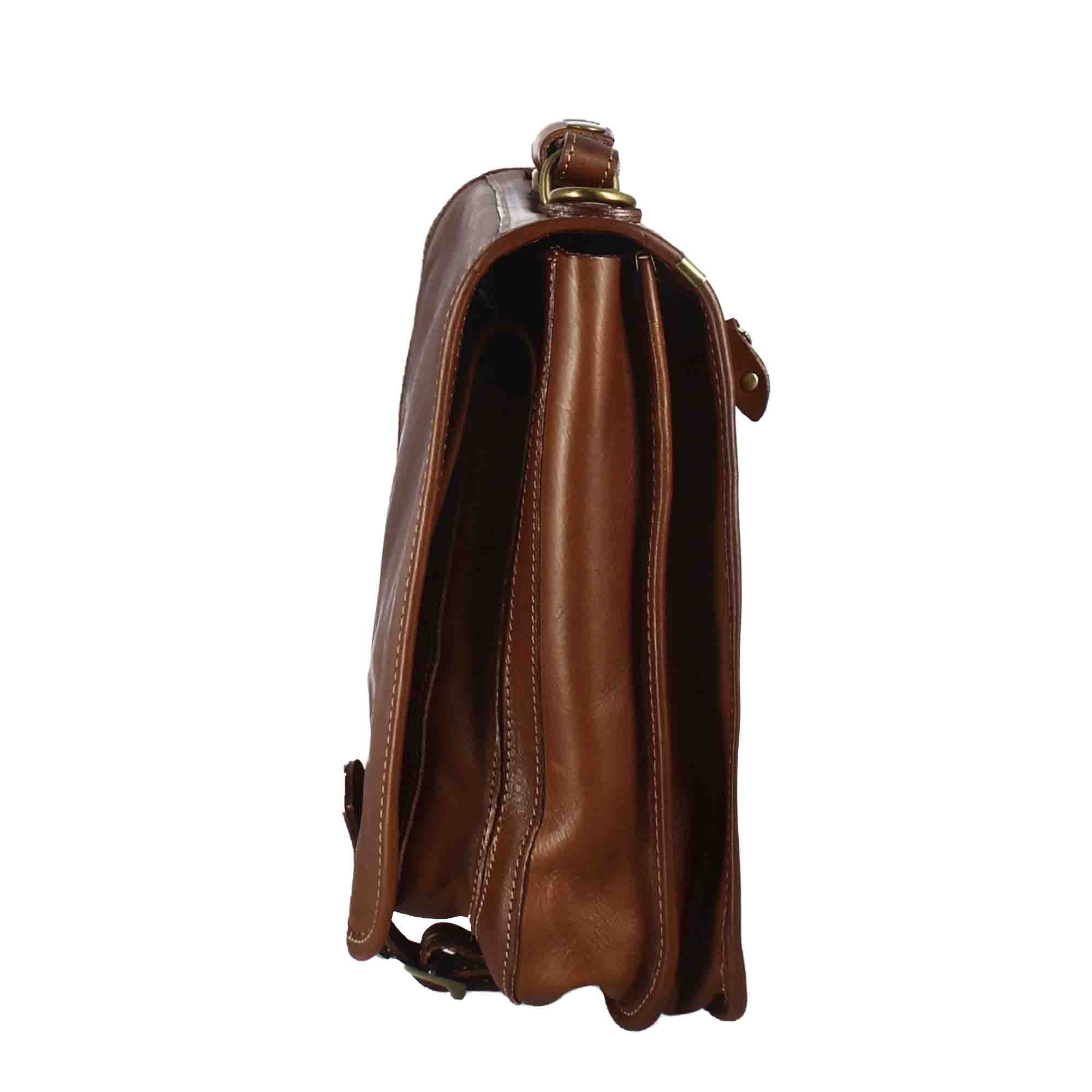Cartella Professionale da uomo in pelle pieno fiore chiusura pattina con doppia fibbia colore marrone scuro