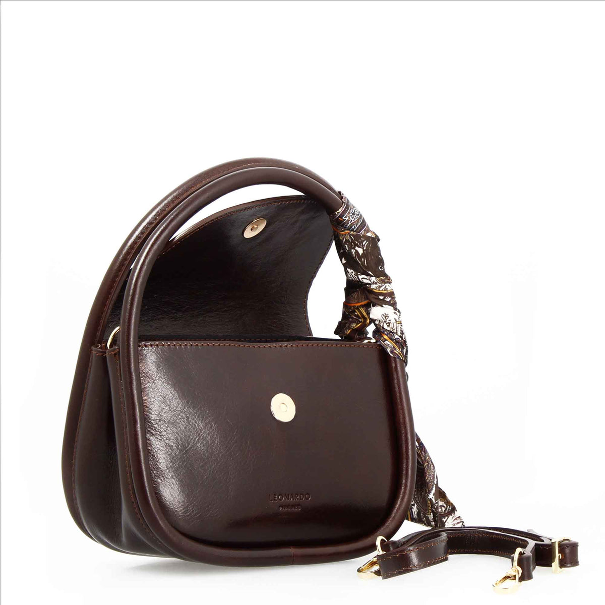 Women's Handbag Handmade Caterina in Dark Brown Leather