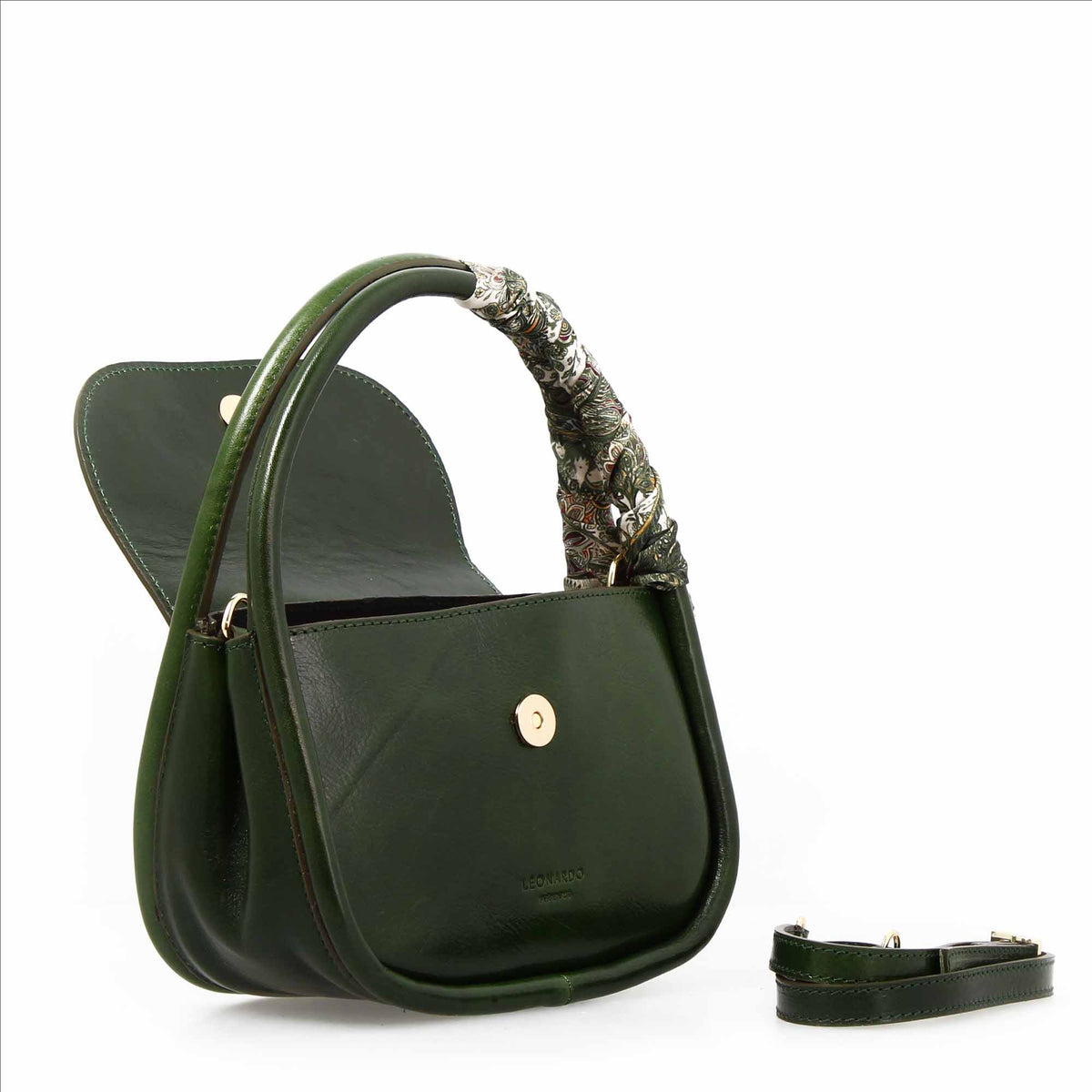 Borsa a mano Caterina artigianale da donna in pelle verde