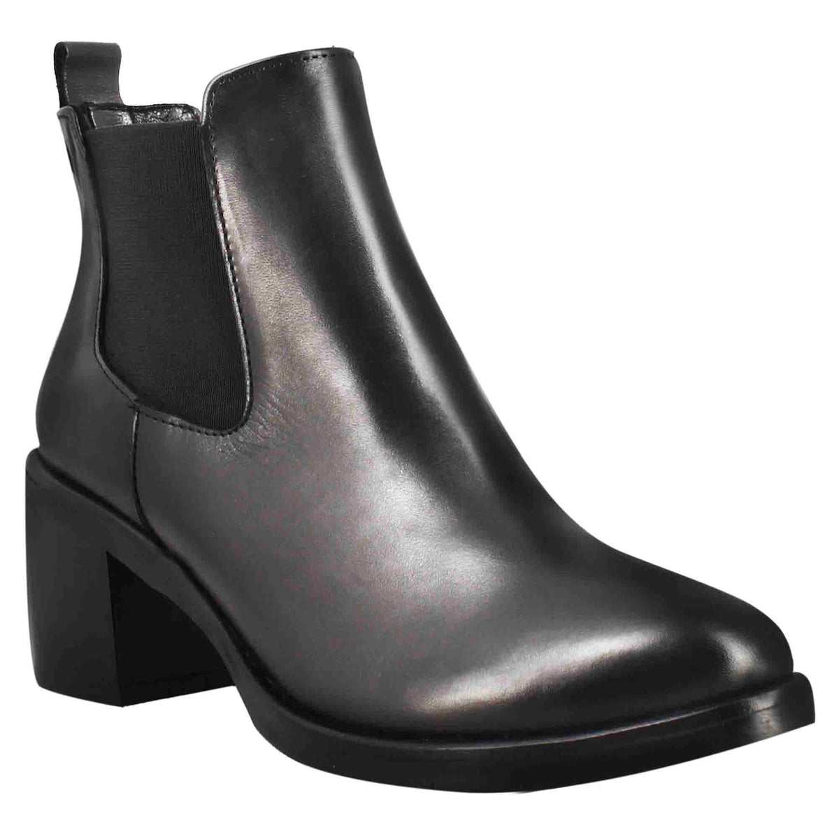 Women's smooth Chelsea with medium heel in black leather