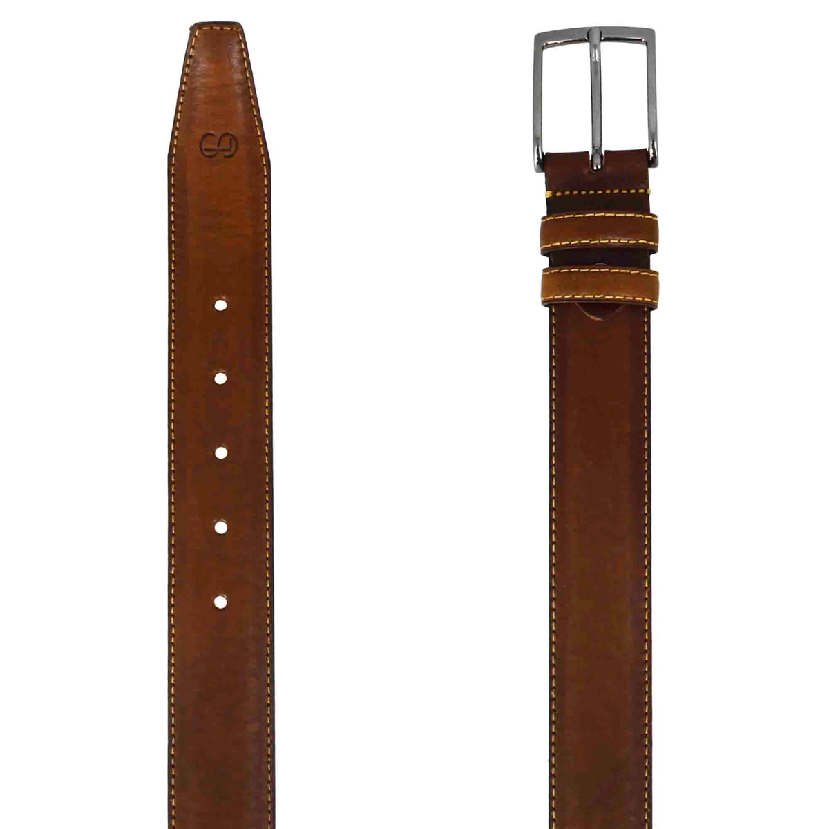 Elegant men's belt in brown full-grain leather