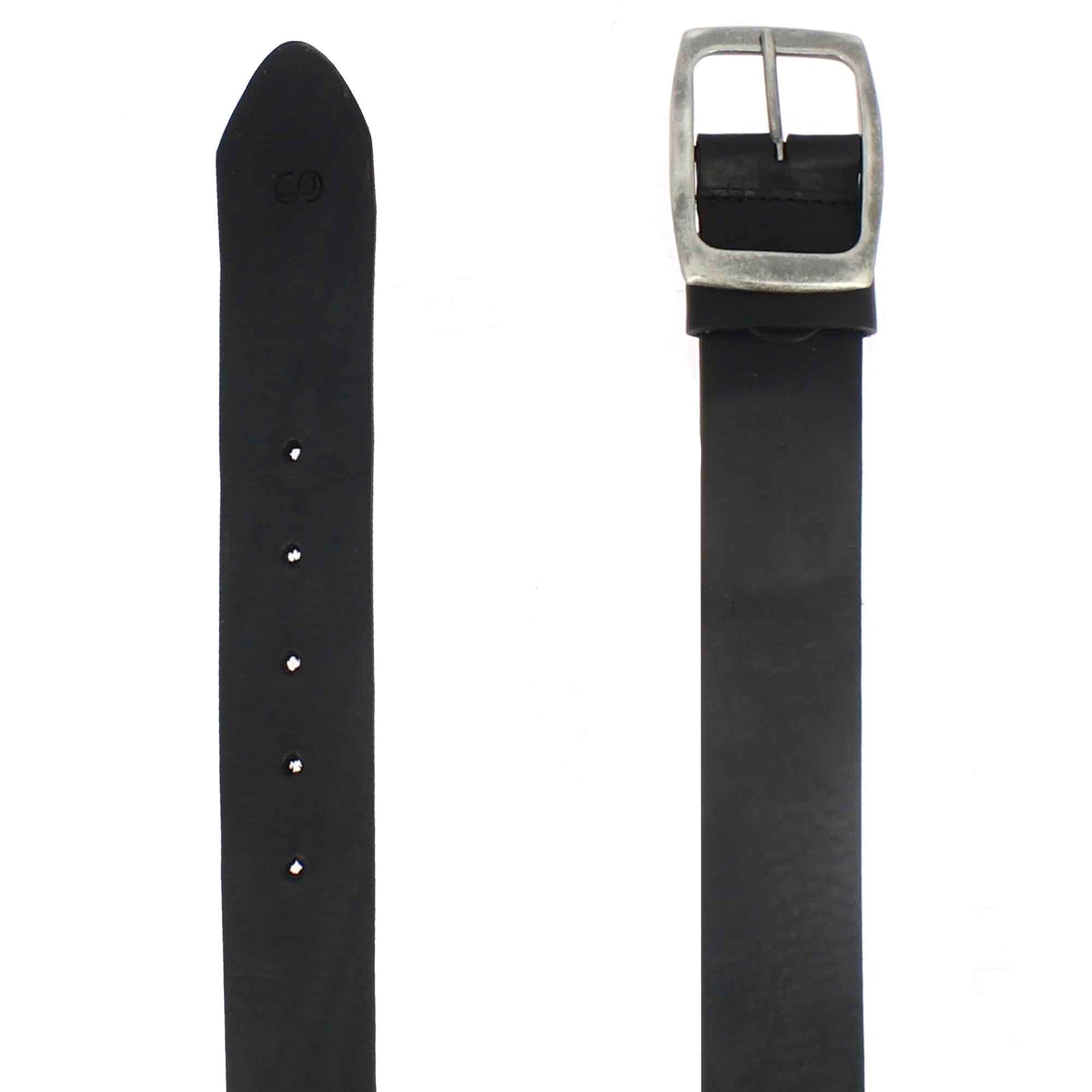Classic men's belt in black leather with buckle