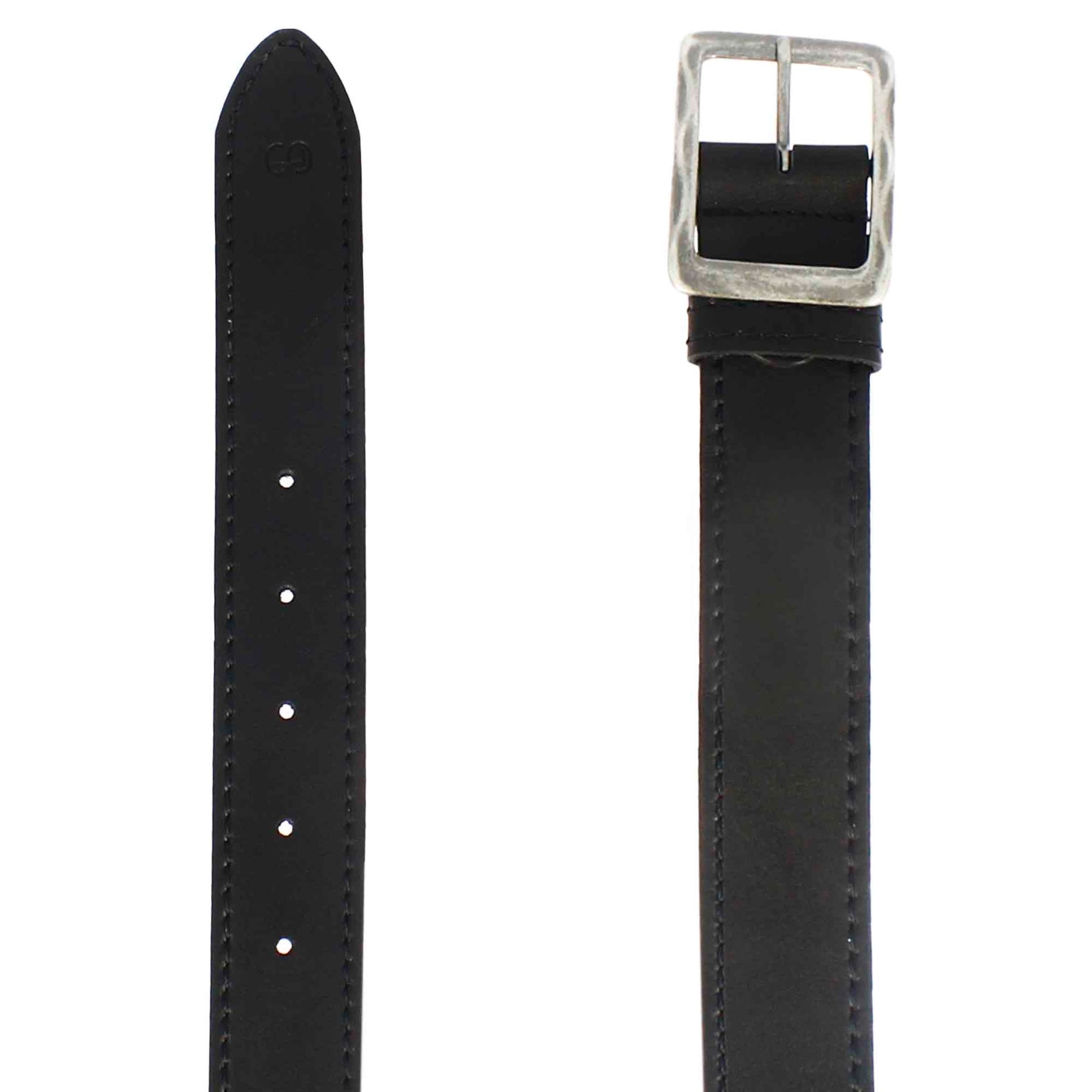 Classic men's belt in black leather with stitching
