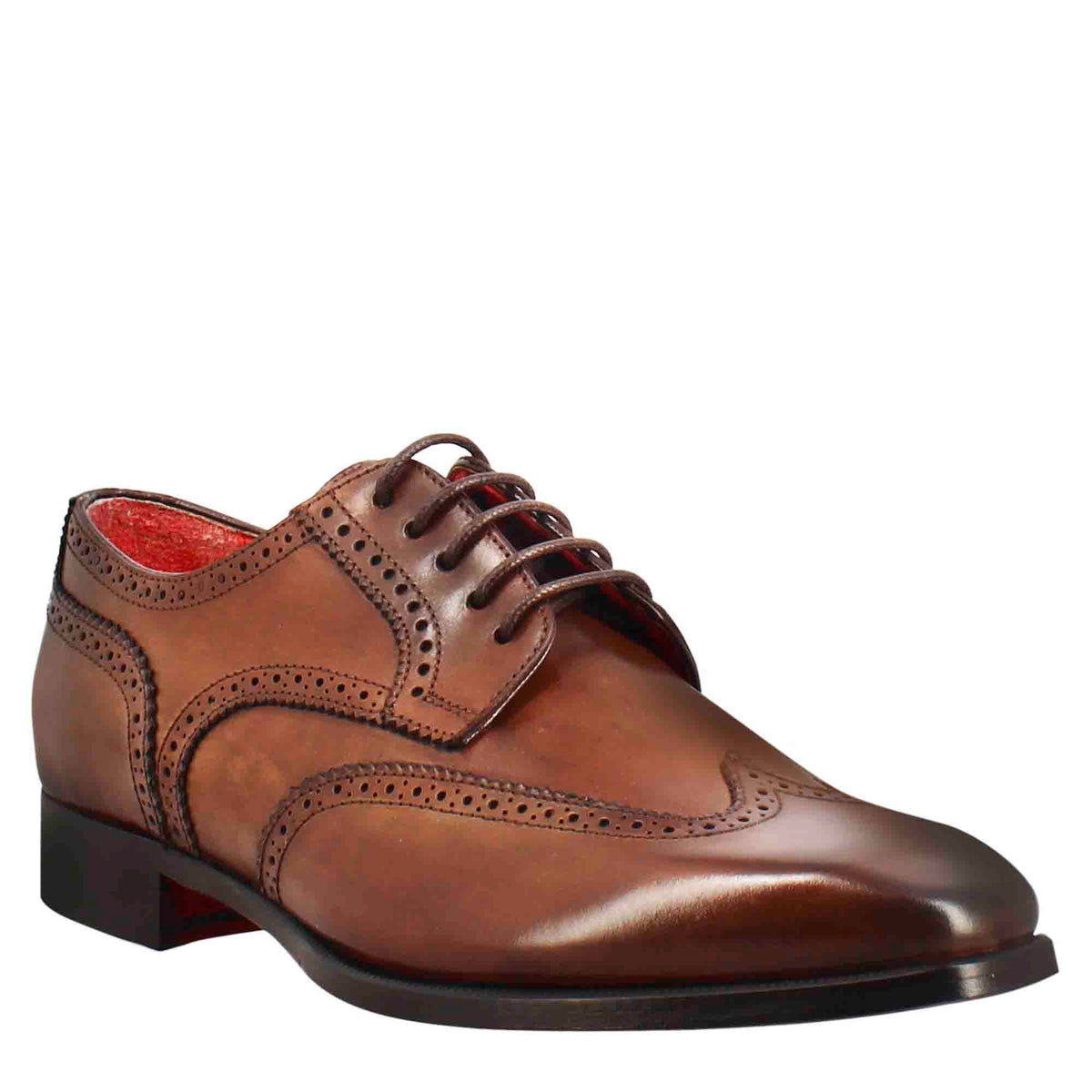 Derby pour homme en cuir marron clair à queue d'aronde et bout carré