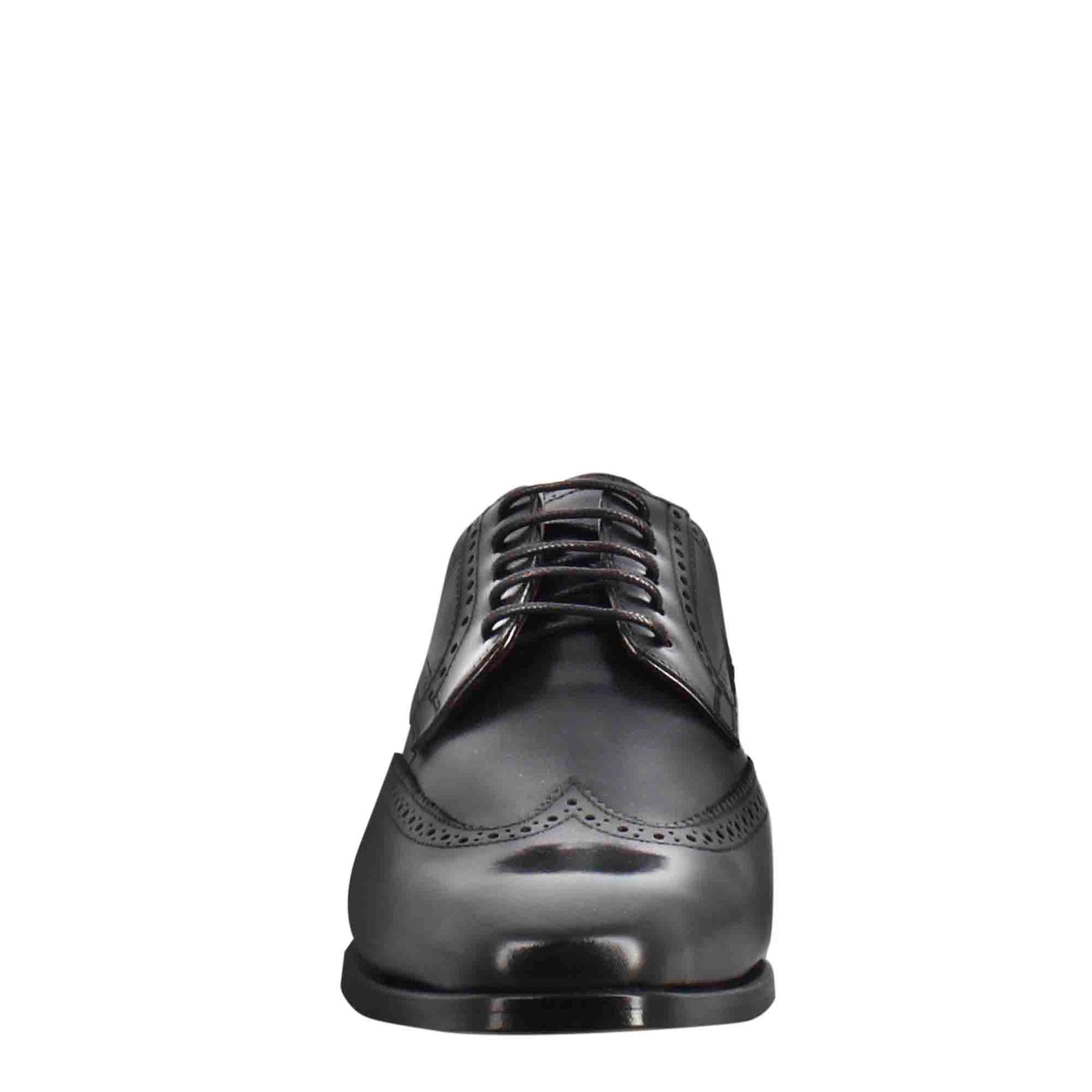 Men's black leather derby with dovetail and square toe
