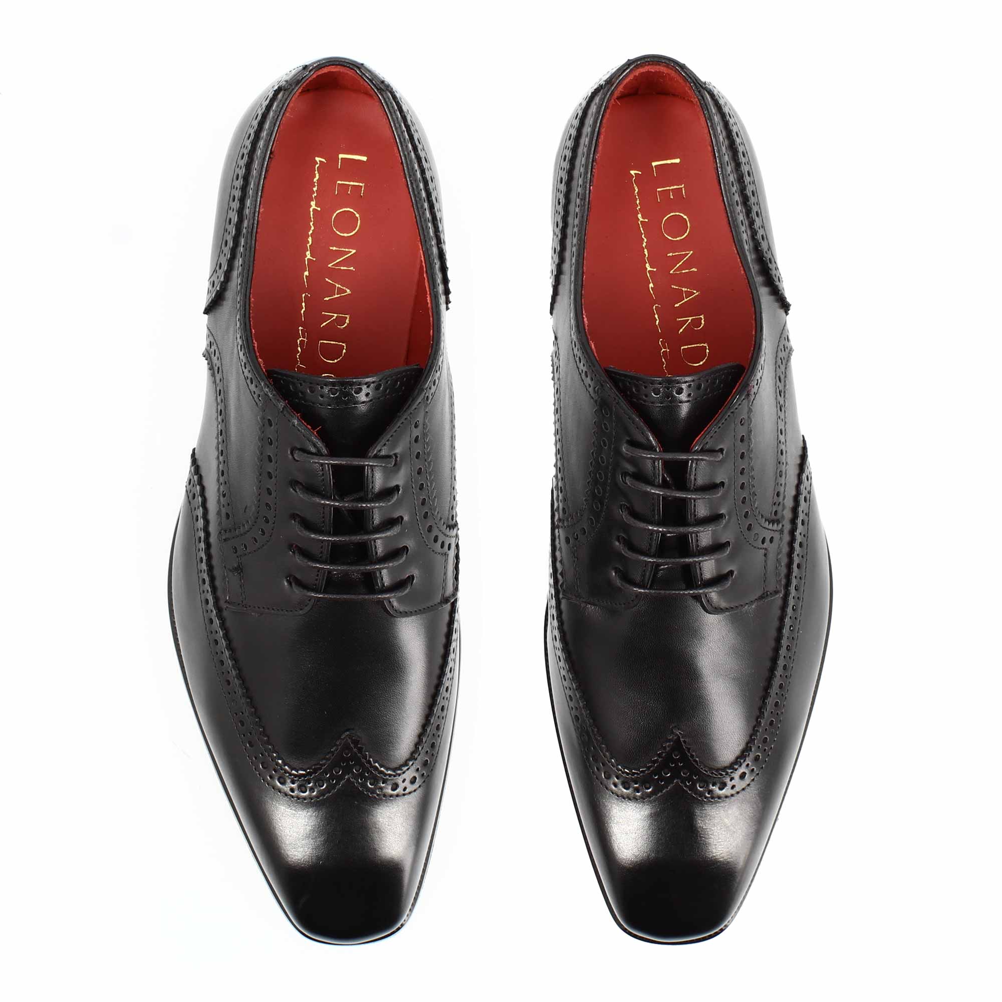 Derby brogue da uomo in pelle colore nero 
