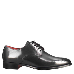 Men's Derby in smooth black leather with square toe and design