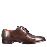 Men's derby in dark brown leather with square toe with design