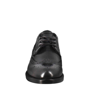 Women's derby with brogue effect in black leather