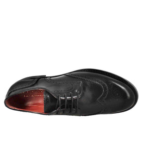 Women's derby with brogue effect in black leather