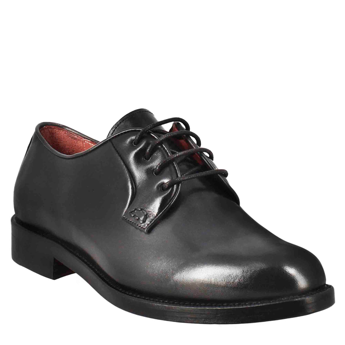 Smooth women's derby in black leather