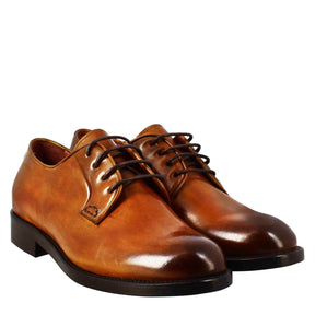Smooth women's derby in light brown leather
