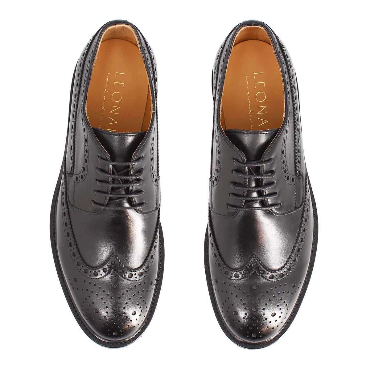 Massimo black brogue derby with five pairs of eyelets - top view