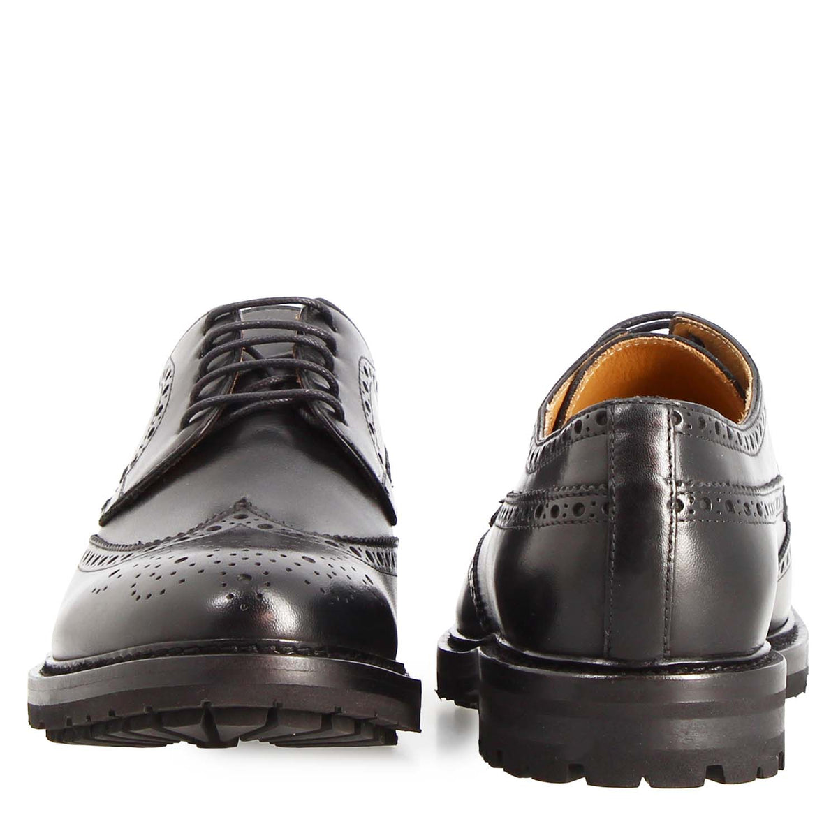 Natural leather lining of the Massimo black brogue derby