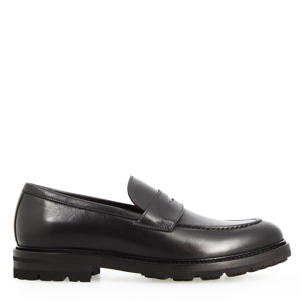 Dioniso Penny Loafer for Men in Black Leather