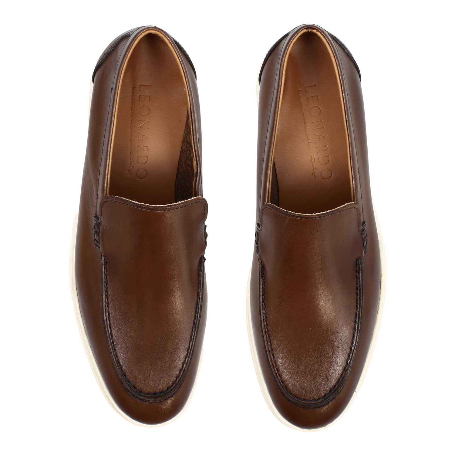 Elite brown leather loafers for men