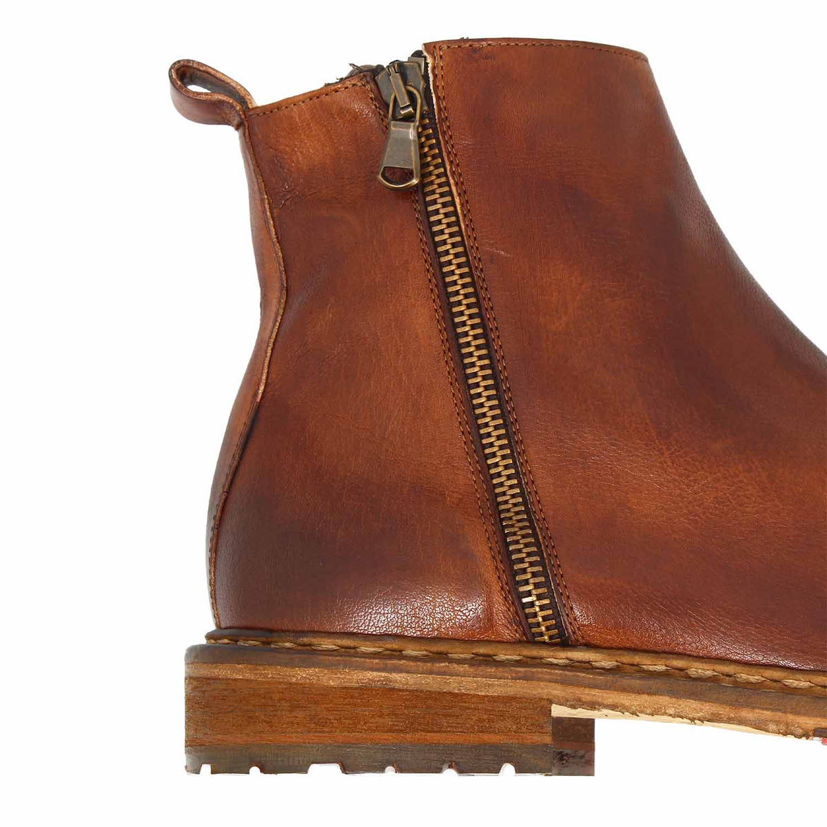 Enea Herren Stiefelette mit Reißverschluss aus braunem Leder
