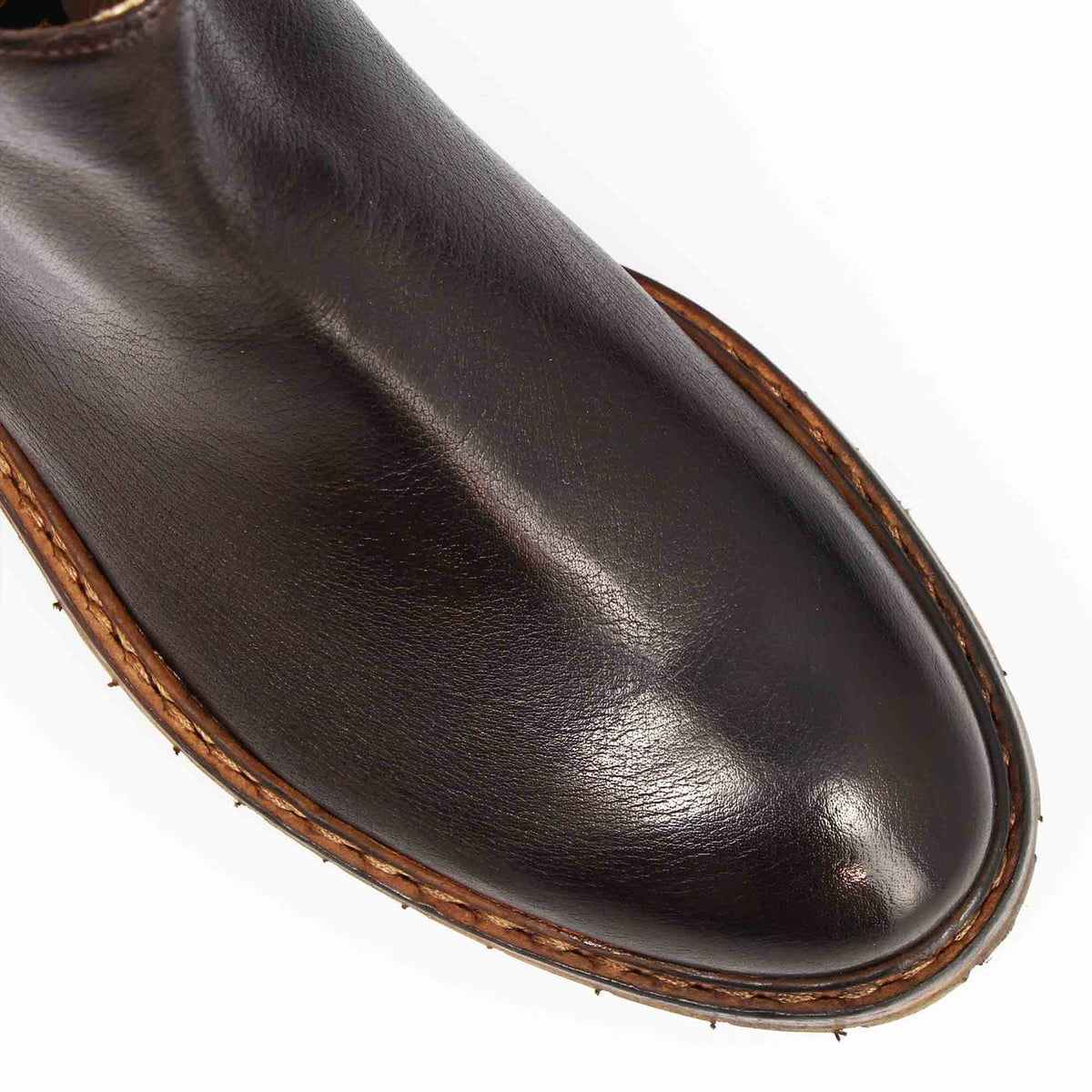 Enea herren stiefelette  zip leder dunkelbraun 