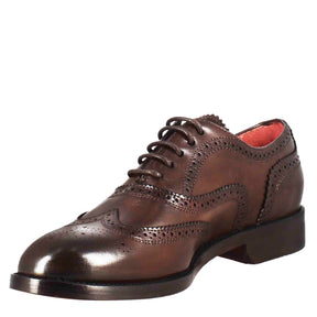 Brogue women's oxfords in dark and light brown leather