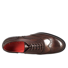 Brogue women's oxfords in dark and light brown leather
