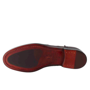 Women's brogue effect brogue shoes in burgundy leather