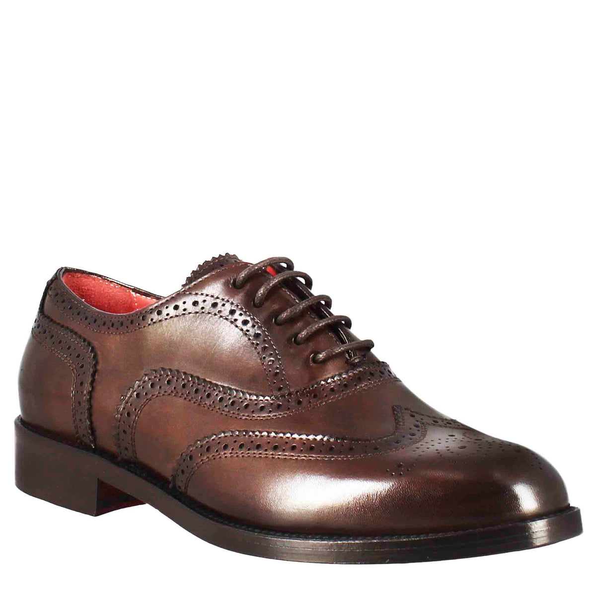 Brogue women's oxfords in dark and light brown leather