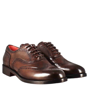 Brogue women's oxfords in dark and light brown leather