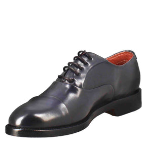 Women's oxfords with stitching on the toe in blue leather