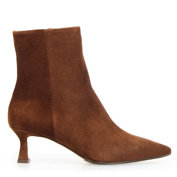 Gioconda stivaletto da donna in camoscio marrone con tacco - LeonardoShoes