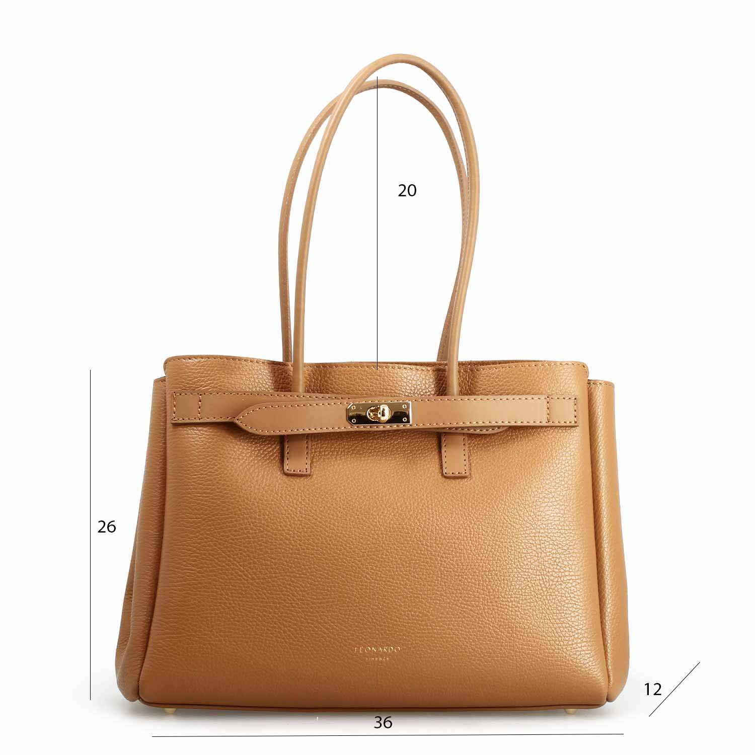 Giulia light brown leather shoulder bag for women