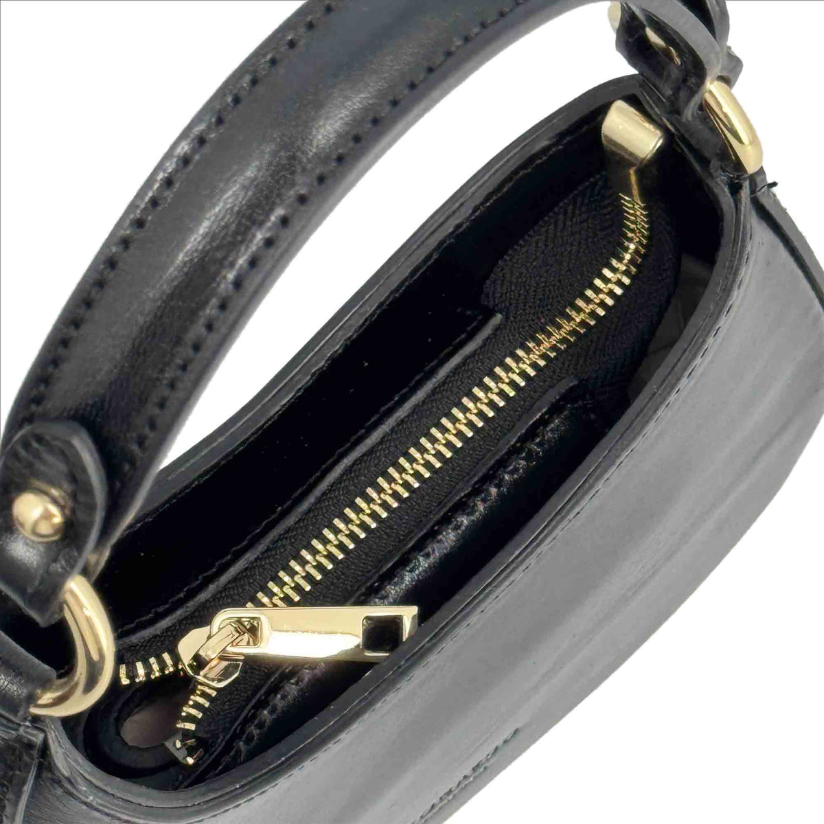 Isotta M - Mini sac demi-lune en cuir noir