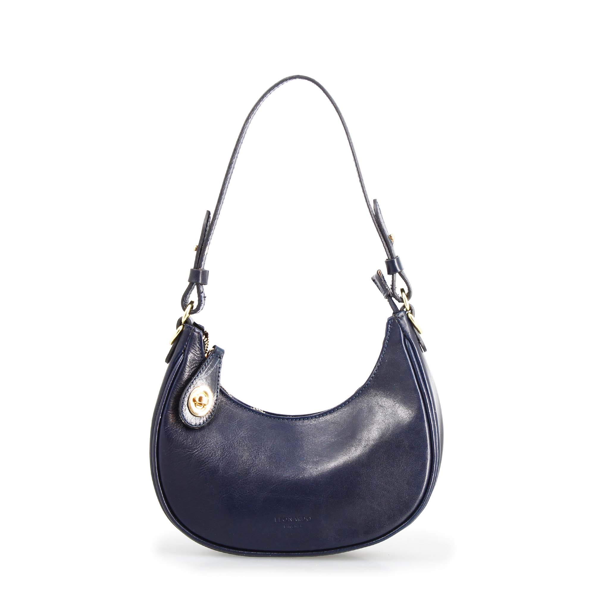 Jane - Blaue Schultertasche aus Leder