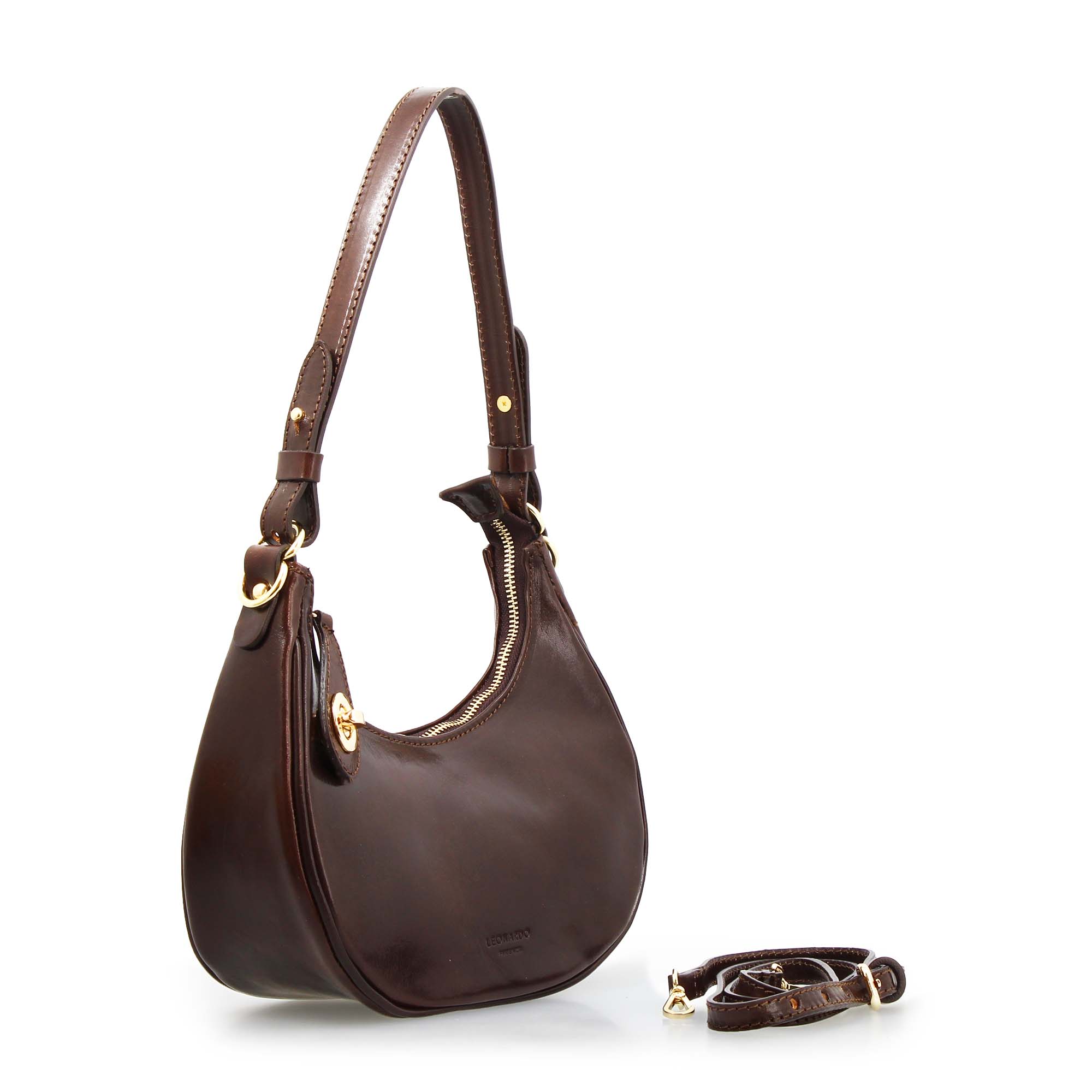 Jane - Dark Brown Leather Shoulder Bag