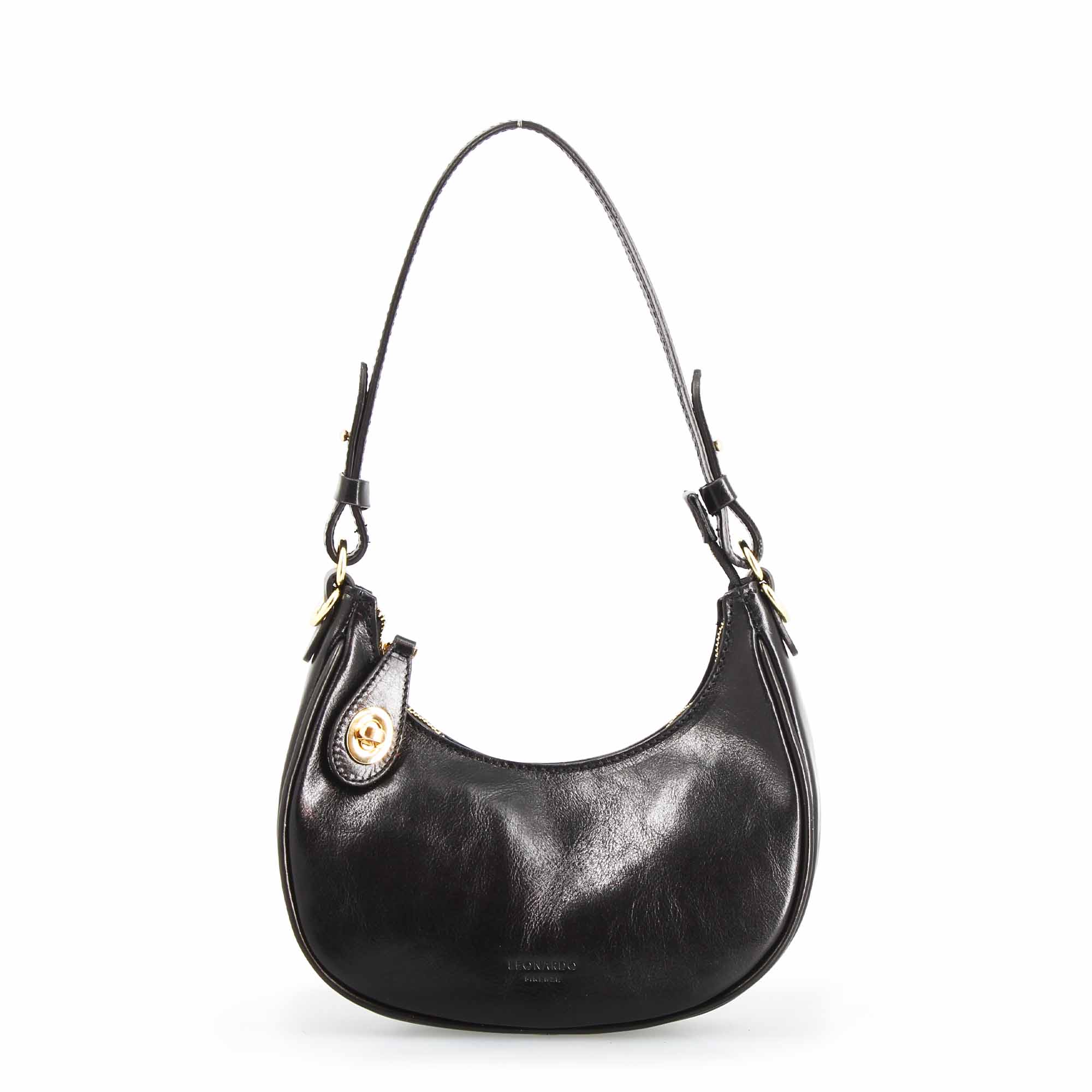 Jane - Black Leather Shoulder Bag