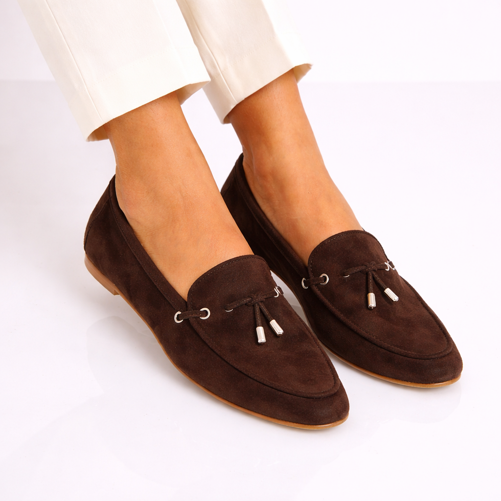 Mocassino da donna Arsilia in camoscio marrone scuro