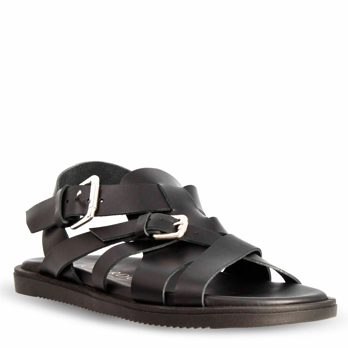 Eder Shoes Italy Handmade Black Leather Sandals - EU 43 / US Men\'s 10 Ivan Troy Nino Casual Black Leather Sandals – Premium Finish  main image 3