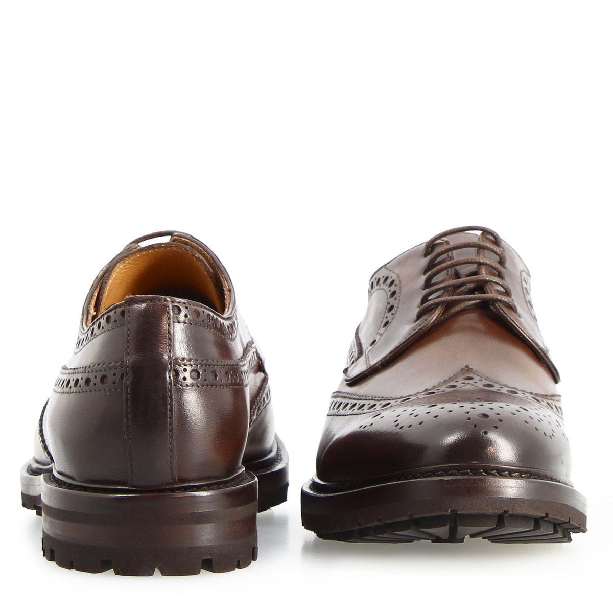 Massimo dark brown brogue derby front back