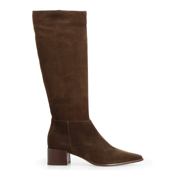 Medicea - Stivale donna in camoscio marrone scuro - LeonardoShoes