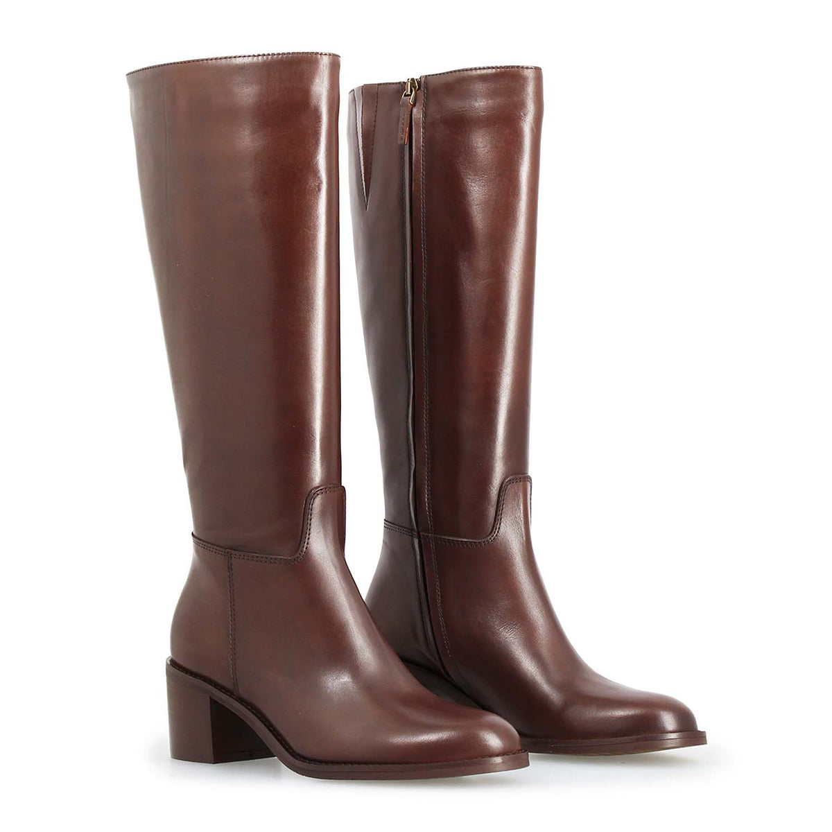 Messala - Botte femme en cuir marron foncé