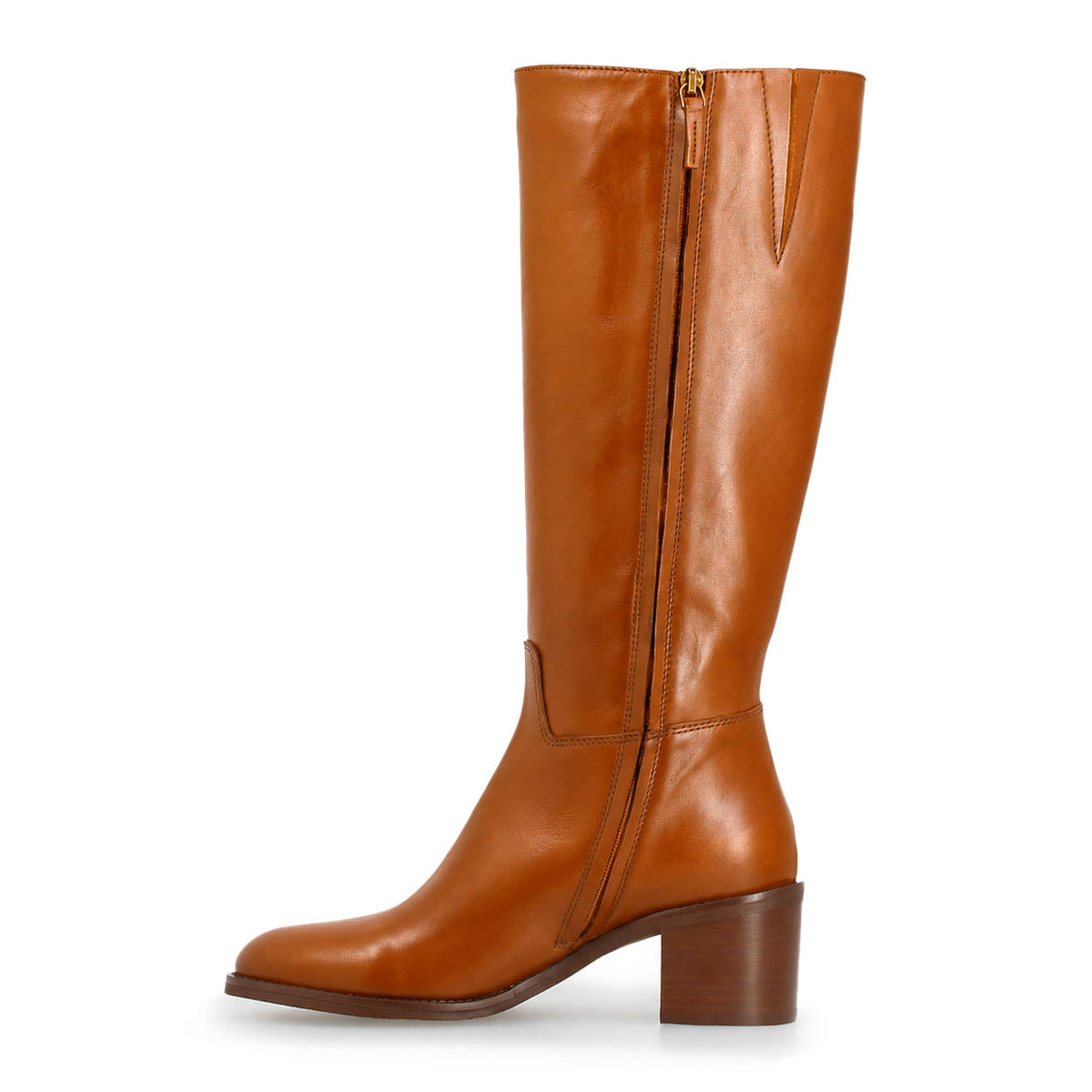 Messala - Botte femme en cuir marron cognac