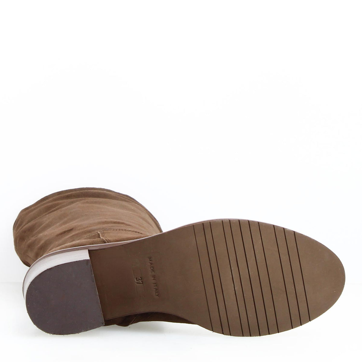 Minerva - Stivale tacco medio da donna in camoscio marrone scuro