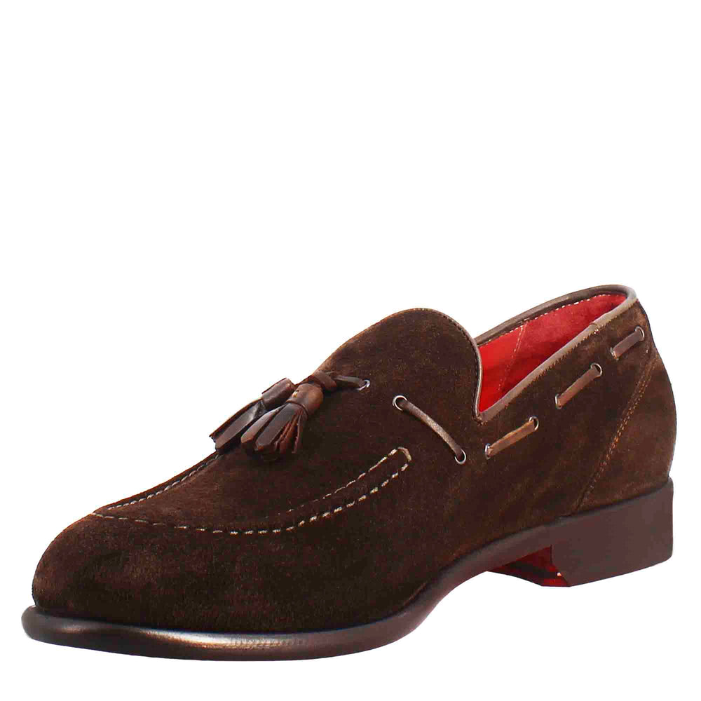 Mocassini slip-on da uomo in vera pelle, con texture in pitone e anaconda, dipinti a mano su misura, in patina marrone italiano, scarpe da uomo in pelle - Italia