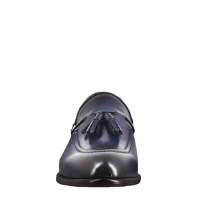 Moccasin with tassels for men in dark blue leather